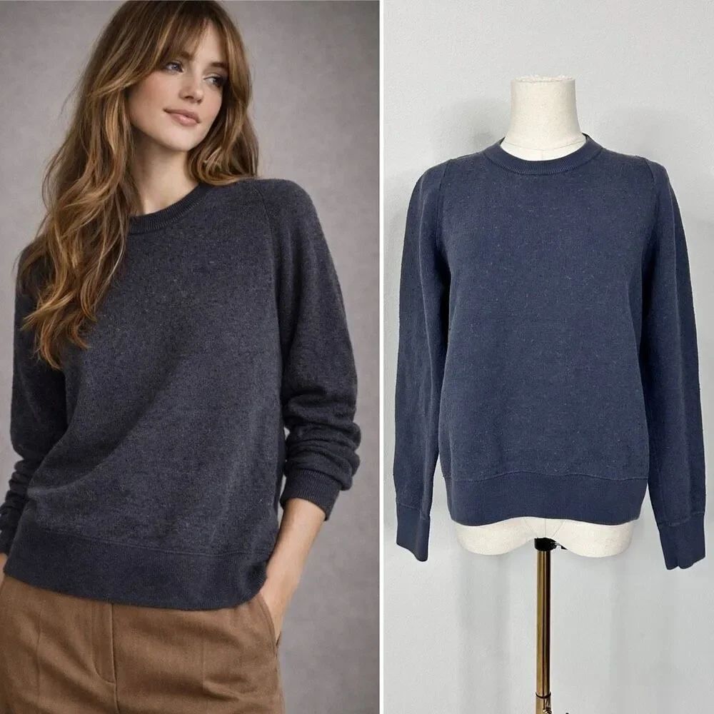 Studio Nicholson Hayes Textured Graphite Cotton Merino Knit Sweater S Italy